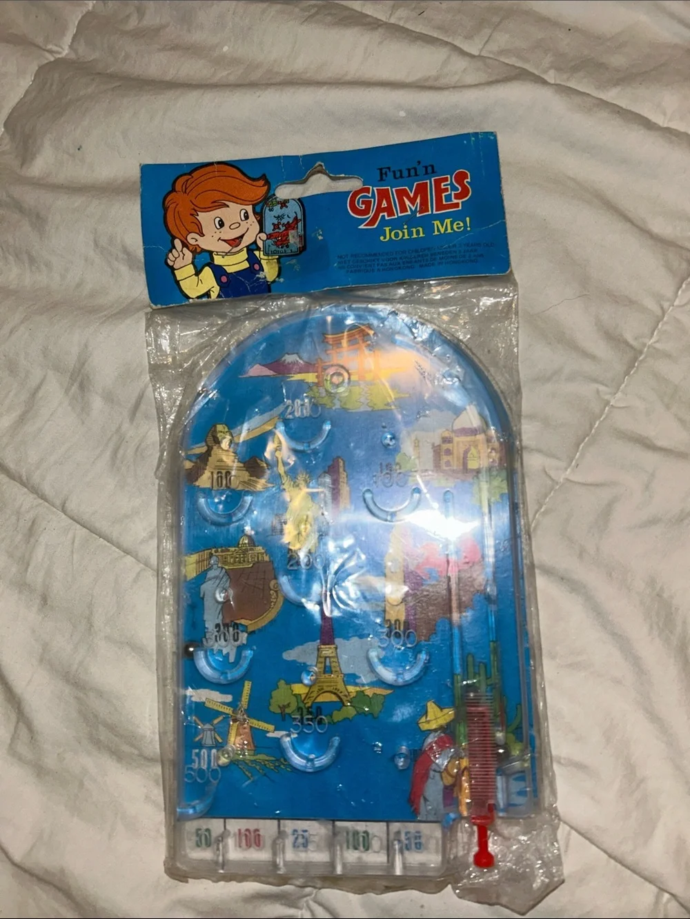 Vintage Toy Handheld Pinball Game “Around The World”, New